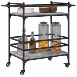 vidaXL Kitchen Trolley Rolling Cart Storage Cart Grey Sonoma Engineered Wood - Additional view 4