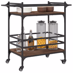 vidaXL Kitchen Trolley Rolling Cart Storage Cart Brown Oak Engineered Wood - Additional view 4