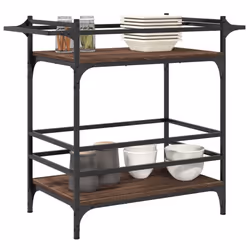 vidaXL Kitchen Trolley Rolling Cart Storage Cart Brown Oak Engineered Wood - Additional view 5