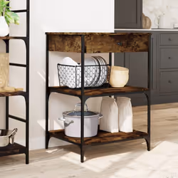 vidaXL Kitchen Trolley Rolling Cart Storage Cart Smoked Oak Engineered Wood - Additional view 2