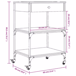 vidaXL Kitchen Trolley Rolling Cart Storage Cart Smoked Oak Engineered Wood - Additional view 3