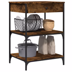 vidaXL Kitchen Trolley Rolling Cart Storage Cart Smoked Oak Engineered Wood - Additional view 4