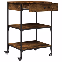 vidaXL Kitchen Trolley Rolling Cart Storage Cart Smoked Oak Engineered Wood - Additional view 6