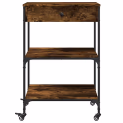 vidaXL Kitchen Trolley Rolling Cart Storage Cart Smoked Oak Engineered Wood - Additional view 7