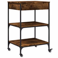 vidaXL Kitchen Trolley Rolling Cart Storage Cart Smoked Oak Engineered Wood - Additional view 9
