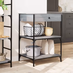 vidaXL Kitchen Trolley Rolling Cart Storage Cart Grey Sonoma Engineered Wood