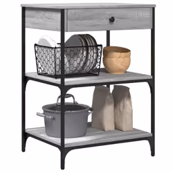 vidaXL Kitchen Trolley Rolling Cart Storage Cart Grey Sonoma Engineered Wood - Additional view 4