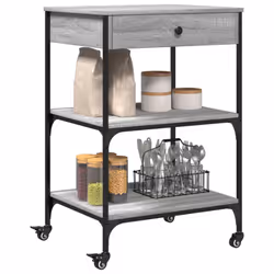 vidaXL Kitchen Trolley Rolling Cart Storage Cart Grey Sonoma Engineered Wood - Additional view 5