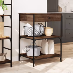 vidaXL Kitchen Trolley Rolling Cart Storage Cart Brown Oak Engineered Wood