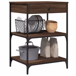 vidaXL Kitchen Trolley Rolling Cart Storage Cart Brown Oak Engineered Wood - Additional view 4