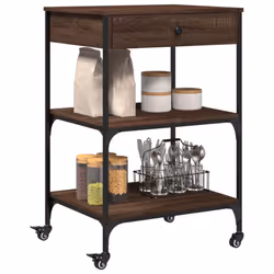 vidaXL Kitchen Trolley Rolling Cart Storage Cart Brown Oak Engineered Wood - Additional view 5
