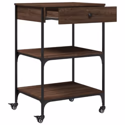 vidaXL Kitchen Trolley Rolling Cart Storage Cart Brown Oak Engineered Wood - Additional view 6