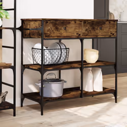 vidaXL Kitchen Trolley Rolling Cart Storage Cart Smoked Oak Engineered Wood