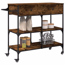 vidaXL Kitchen Trolley Rolling Cart Storage Cart Smoked Oak Engineered Wood - Additional view 5
