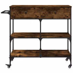 vidaXL Kitchen Trolley Rolling Cart Storage Cart Smoked Oak Engineered Wood - Additional view 6