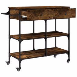 vidaXL Kitchen Trolley Rolling Cart Storage Cart Smoked Oak Engineered Wood - Additional view 7
