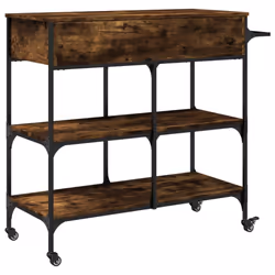 vidaXL Kitchen Trolley Rolling Cart Storage Cart Smoked Oak Engineered Wood - Additional view 9
