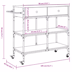 vidaXL Kitchen Trolley Rolling Cart Storage Cart Grey Sonoma Engineered Wood - Additional view 3