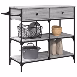 vidaXL Kitchen Trolley Rolling Cart Storage Cart Grey Sonoma Engineered Wood - Additional view 4