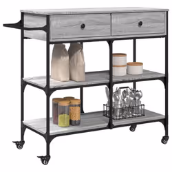 vidaXL Kitchen Trolley Rolling Cart Storage Cart Grey Sonoma Engineered Wood - Additional view 5