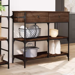 vidaXL Kitchen Trolley Rolling Cart Storage Cart Brown Oak Engineered Wood
