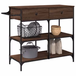 vidaXL Kitchen Trolley Rolling Cart Storage Cart Brown Oak Engineered Wood - Additional view 4