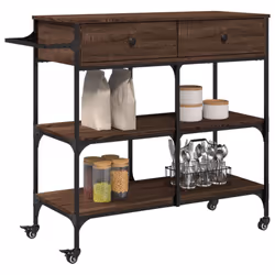 vidaXL Kitchen Trolley Rolling Cart Storage Cart Brown Oak Engineered Wood - Additional view 5