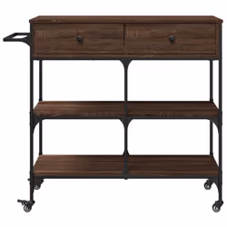 vidaXL Kitchen Trolley Rolling Cart Storage Cart Brown Oak Engineered Wood - Additional view 6