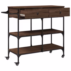 vidaXL Kitchen Trolley Rolling Cart Storage Cart Brown Oak Engineered Wood - Additional view 7