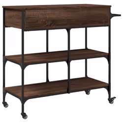 vidaXL Kitchen Trolley Rolling Cart Storage Cart Brown Oak Engineered Wood - Additional view 9
