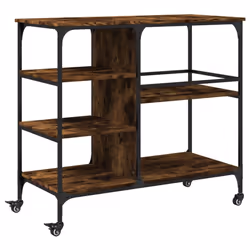 vidaXL Kitchen Trolley Rolling Cart Storage Cart Smoked Oak Engineered Wood - smoked oak