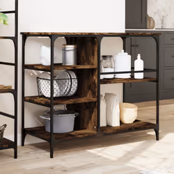 vidaXL Kitchen Trolley Rolling Cart Storage Cart Smoked Oak Engineered Wood - smoked oak