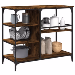 vidaXL Kitchen Trolley Rolling Cart Storage Cart Smoked Oak Engineered Wood - smoked oak - Additional view 4
