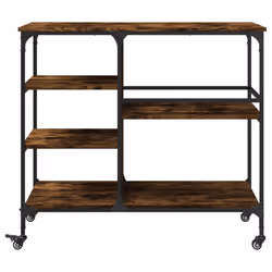 vidaXL Kitchen Trolley Rolling Cart Storage Cart Smoked Oak Engineered Wood - smoked oak - Additional view 6