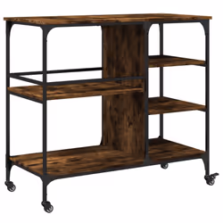 vidaXL Kitchen Trolley Rolling Cart Storage Cart Smoked Oak Engineered Wood - smoked oak - Additional view 8