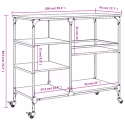 vidaXL Kitchen Trolley Rolling Cart Storage Cart Grey Sonoma Engineered Wood - Additional view 3