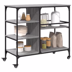 vidaXL Kitchen Trolley Rolling Cart Storage Cart Grey Sonoma Engineered Wood - Additional view 5