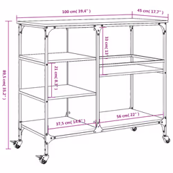 vidaXL Kitchen Trolley Rolling Cart Storage Cart Brown Oak Engineered Wood