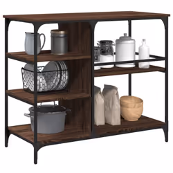 vidaXL Kitchen Trolley Rolling Cart Storage Cart Brown Oak Engineered Wood - Additional view 4