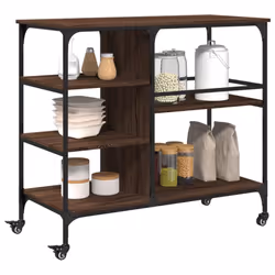 vidaXL Kitchen Trolley Rolling Cart Storage Cart Brown Oak Engineered Wood - Additional view 5
