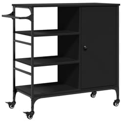 vidaXL Kitchen Trolley Rolling Cart Storage Cart Trolley Black Engineered Wood