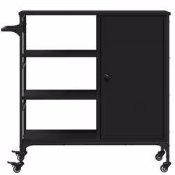vidaXL Kitchen Trolley Rolling Cart Storage Cart Trolley Black Engineered Wood - Additional view 7
