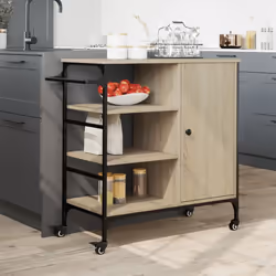 vidaXL Kitchen Trolley Rolling Cart Storage Cart Sonoma Oak Engineered Wood - Additional view 2
