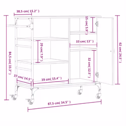 vidaXL Kitchen Trolley Rolling Cart Storage Cart Sonoma Oak Engineered Wood - Additional view 3