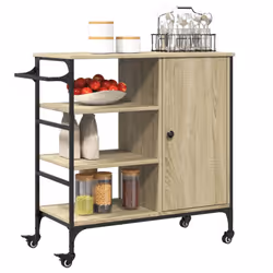 vidaXL Kitchen Trolley Rolling Cart Storage Cart Sonoma Oak Engineered Wood - Additional view 4