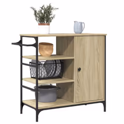 vidaXL Kitchen Trolley Rolling Cart Storage Cart Sonoma Oak Engineered Wood - Additional view 5