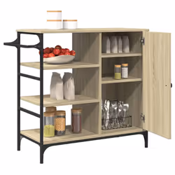 vidaXL Kitchen Trolley Rolling Cart Storage Cart Sonoma Oak Engineered Wood - Additional view 6