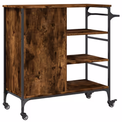 vidaXL Kitchen Trolley Rolling Cart Storage Cart Smoked Oak Engineered Wood - Additional view 10