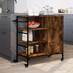 vidaXL Kitchen Trolley Rolling Cart Storage Cart Smoked Oak Engineered Wood - Additional view 2