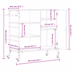 vidaXL Kitchen Trolley Rolling Cart Storage Cart Smoked Oak Engineered Wood - Additional view 3